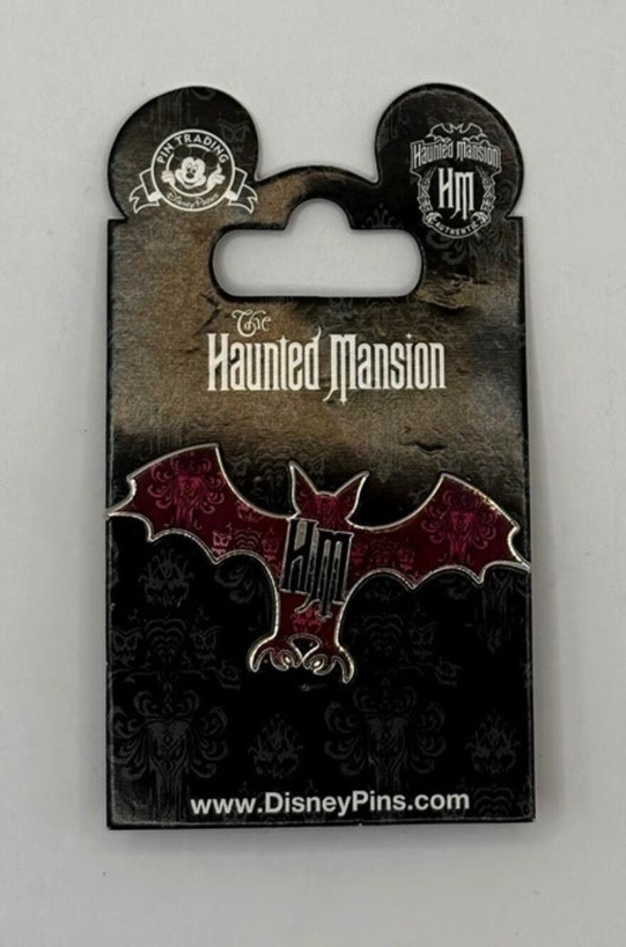 Disney Parks Haunted Mansion Bat Logo Pin Red Black NWT